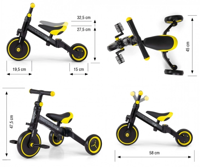 Tricycle enfant 3 en 1 Optimus Noir