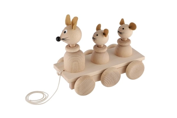 Jouet à tirer en bois Trois Souris