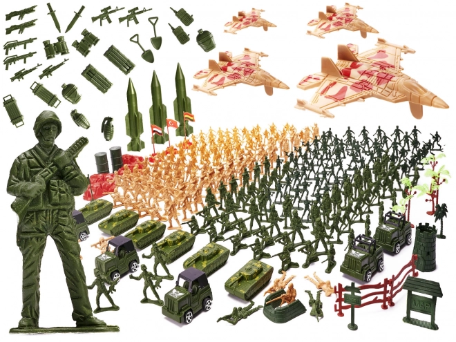Ensemble de soldats en plastique avec accessoires - 307 pièces