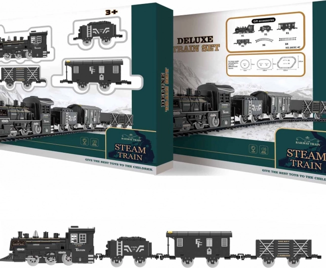 Ensemble de train fumant avec effets voie 135x75cm locomotive 20cm