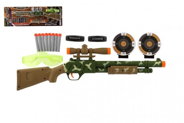 Pistolet/Fusil avec viseur plastique 51cm + munitions en mousse 8pcs, lunettes sur carte 21x62x3cm