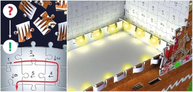 RAVENSBURGER Puzzle 3D lumineux Édition de nuit Maison en pain d'épices 216 pièces