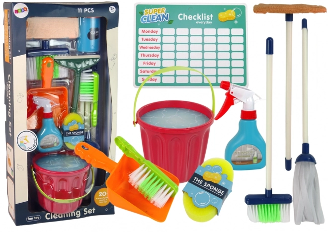 Ensemble de nettoyage 11 pièces pour ménage Balai Seau Serpillière