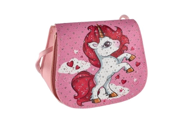 Sac à main/Sac licorne avec strass en plastique 4 couleurs dans un sachet 17x15x3cm