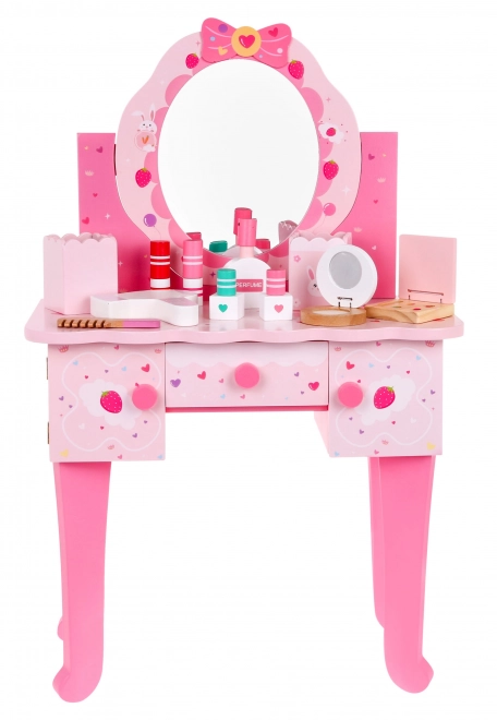 Coiffeuse en bois avec tabouret pour filles Salon de beauté domestique Maquillage + Accessoires