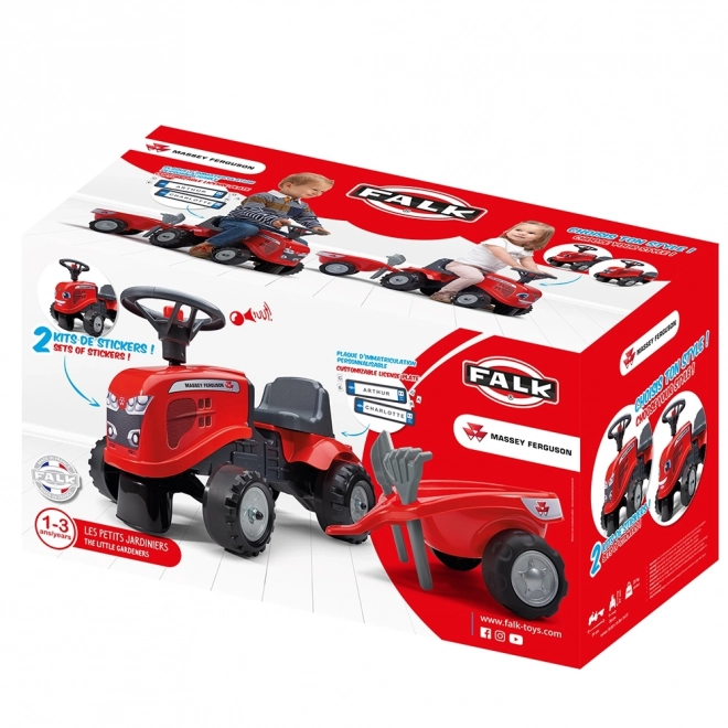 Tracteur pousseur Massey Ferguson rouge avec volant et