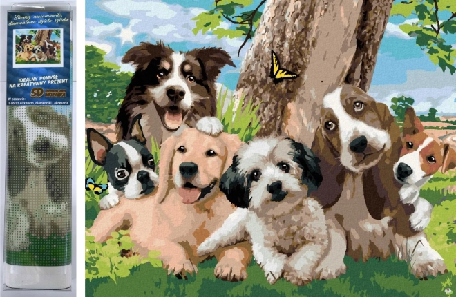 Peinture diamant Joyeuse bande de chiens 30 × 40 cm
