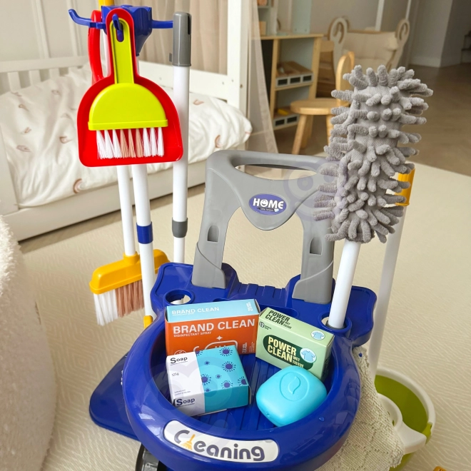 Chariot de nettoyage XXL 3en1 pour enfants 29 pièces Bleu