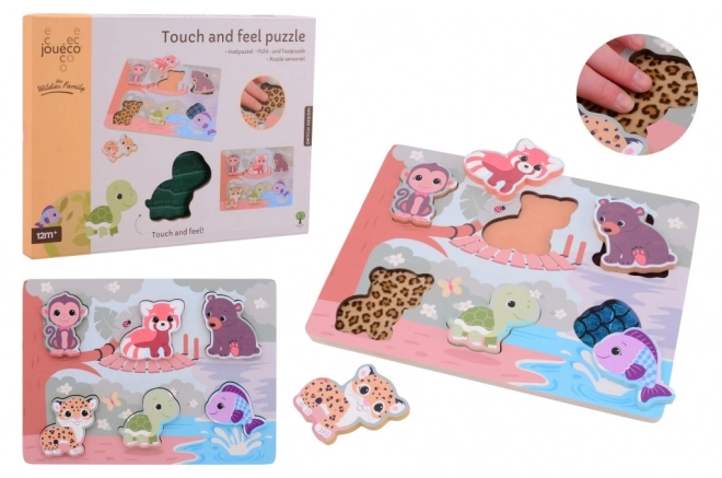 Puzzle en bois tactile avec des animaux Jouéco®
