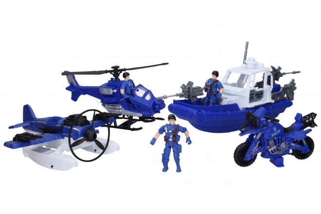 Ensemble de police avec figurines bateau 33 cm
