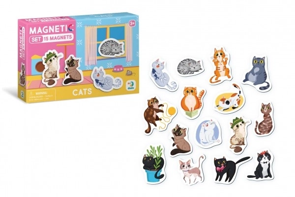 Aimants avec motif de chats dans une boîte