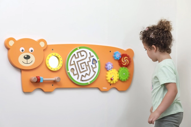 Plaque sensorielle murale en bois - ours