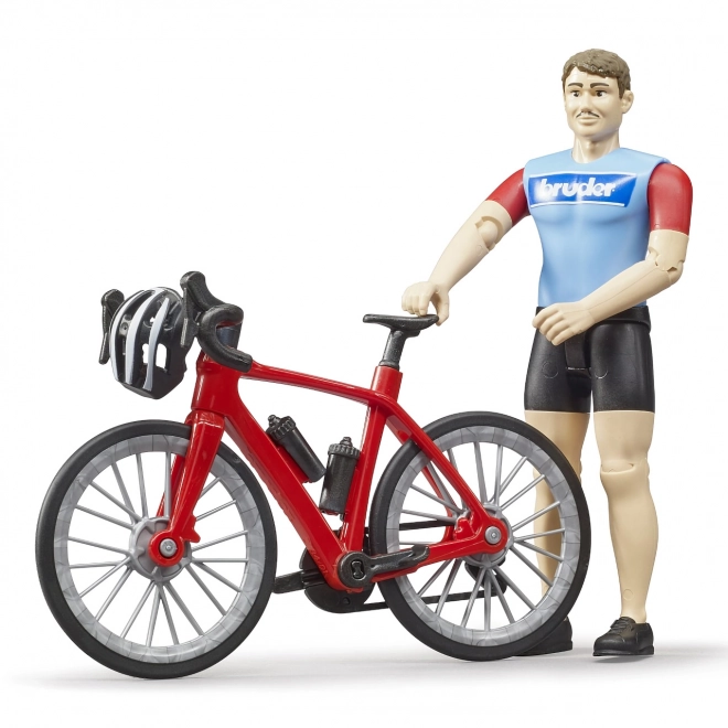 Vélo de course Bruder avec figurine de cycliste