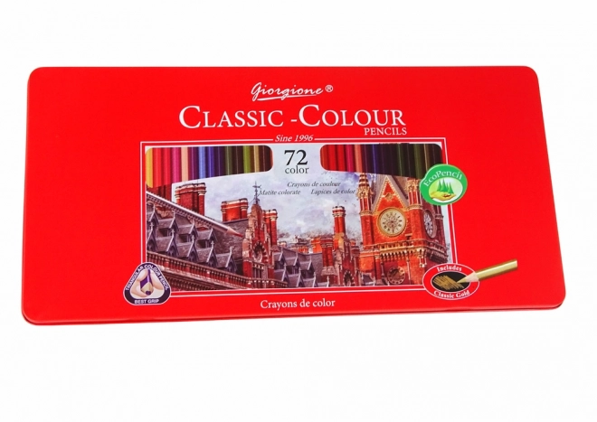 Ensemble de 72 crayons de couleur pour artistes en conteneur métallique
