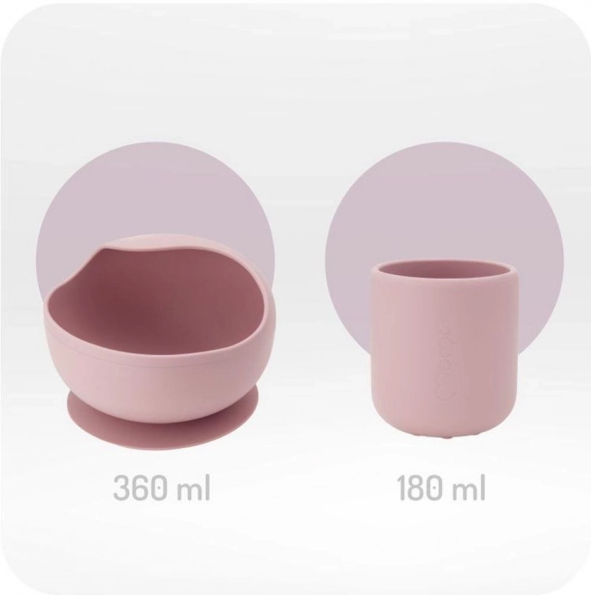 Set de vaisselle en silicone pour enfants MoMi AMI rose