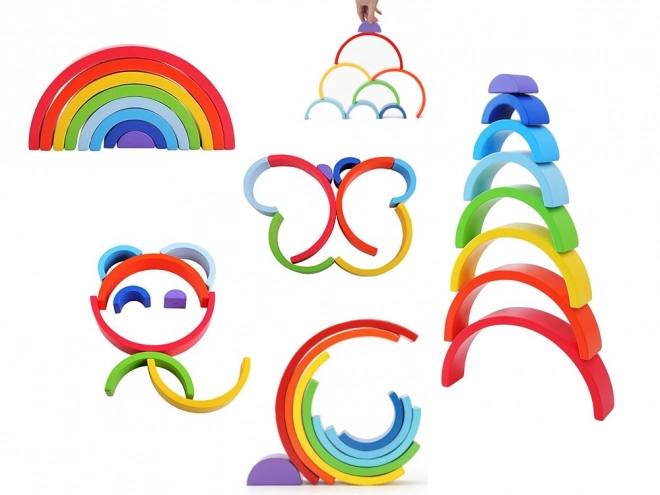 Puzzle éducatif en bois Montessori arc-en-ciel coloré + tâches ZA5328