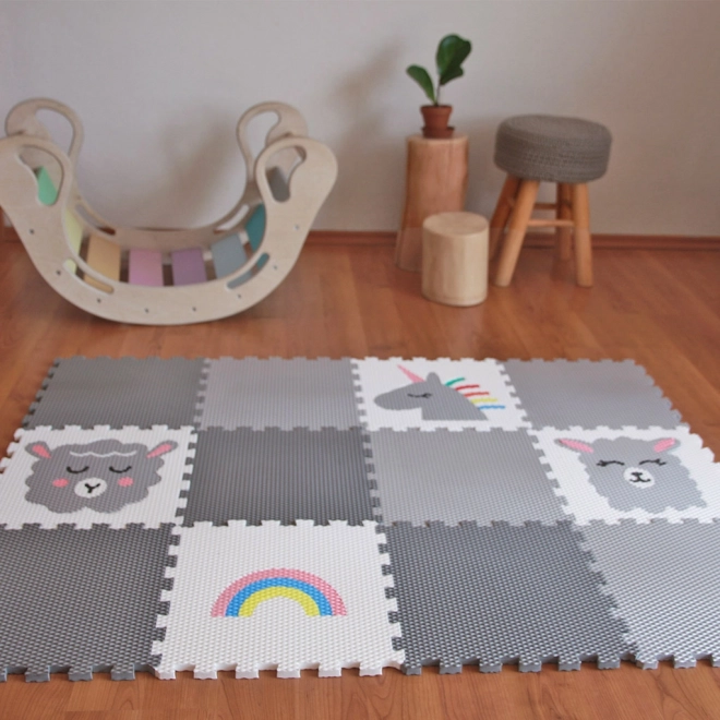 Minideckfloor sol 12 pièces - mouton, lama, licorne, arc-en-ciel