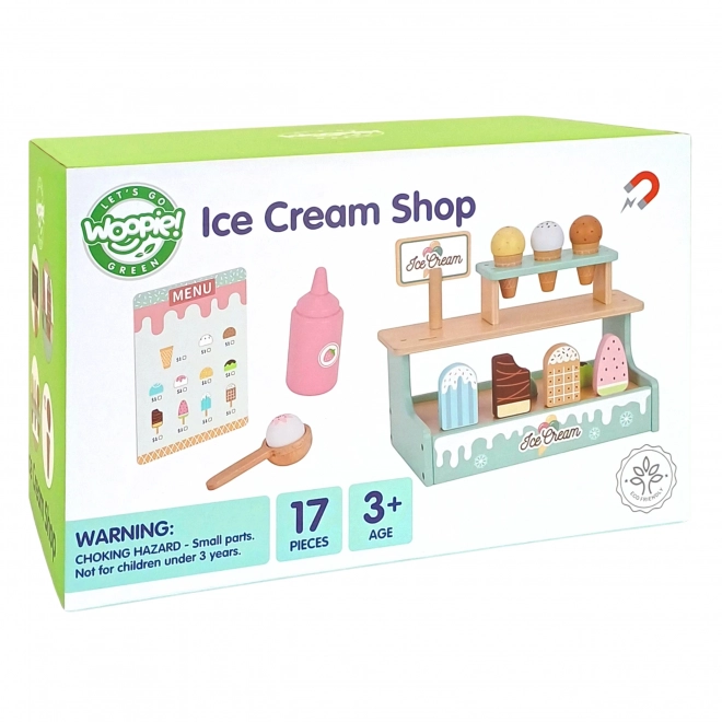 magasin de glace en bois Woopie Green, ensemble de jeu