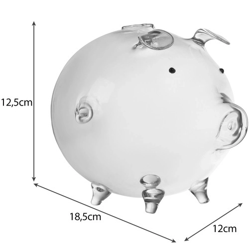 Tirelire en verre transparent en forme de cochon Ruhhy
