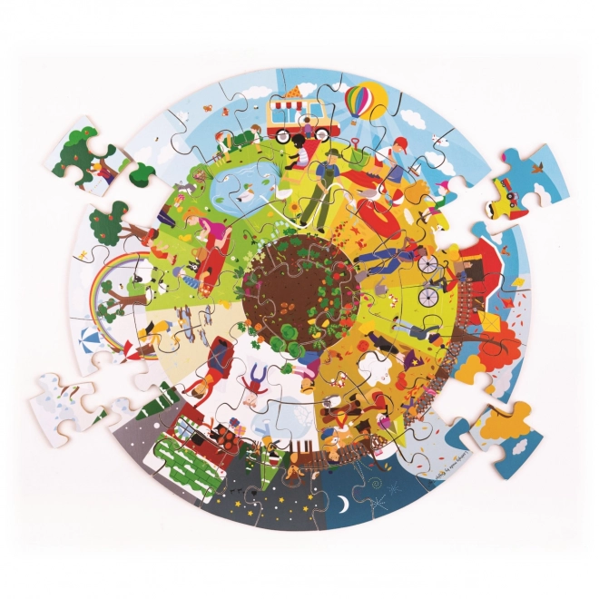 Puzzle de sol rond Bigjigs Toys Quatre Saisons 50 pièces