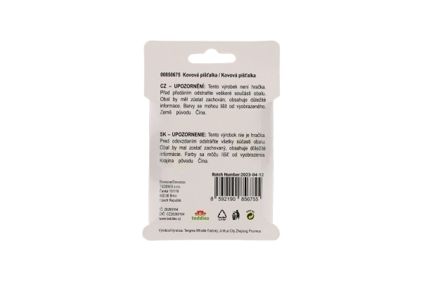 Sifflet avec cordelette métal/tissu 5 cm sur carte