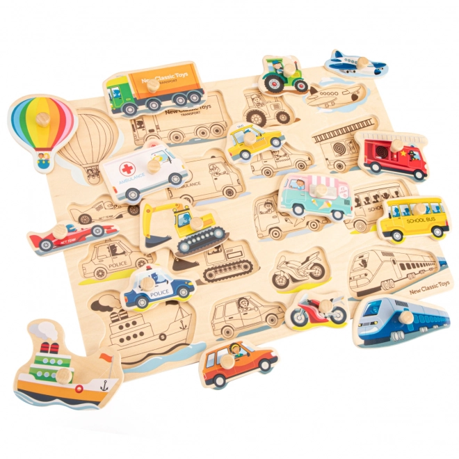 Puzzle d'Insertion en Bois Véhicules de Transport