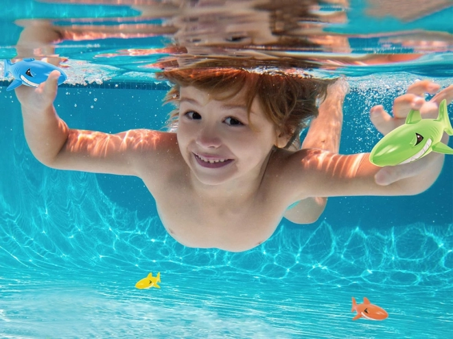 Ensemble de 4 requins colorés pour l'apprentissage de la plongée pour enfants
