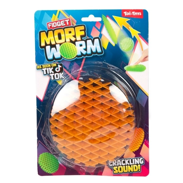 Ver de gadget changeant de forme anti-stress plastique 13cm 6 couleurs sur carte