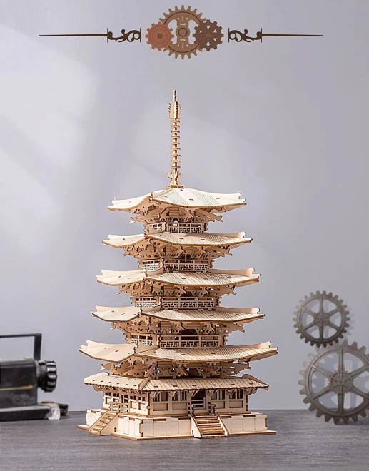 Puzzle en bois 3D pagode à cinq étages