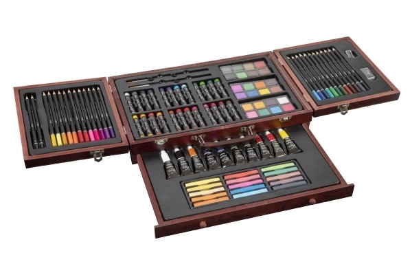 Ensemble de peinture - Coffret d'art ensemble créatif 103pcs avec mallette en bois dans une boîte 39x27x9cm