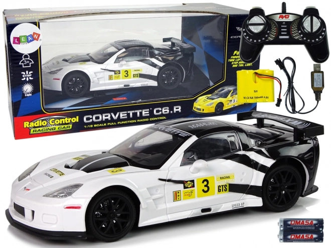 Voiture de sport R/C 1:18 Corvette C6.R Blanche 2.4 G Lumières