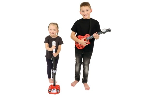 Guitare électrique ROCK STAR en plastique 58cm à piles avec son et lumière, dans une boîte 24x62x5,5cm