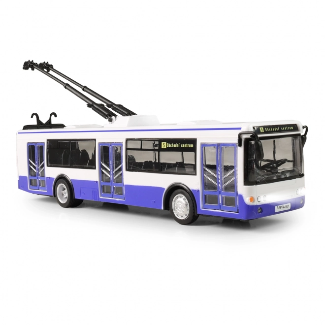 Trolleybus qui annonce les arrêts en tchèque 28 cm bleu