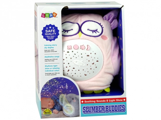 Chouette en peluche douce avec projecteur d'étoiles colorées et mélodies