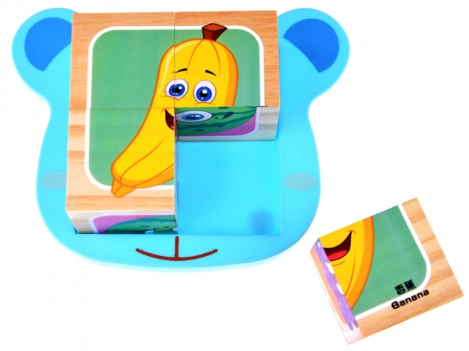 Blocs en bois casse-tête aux fruits