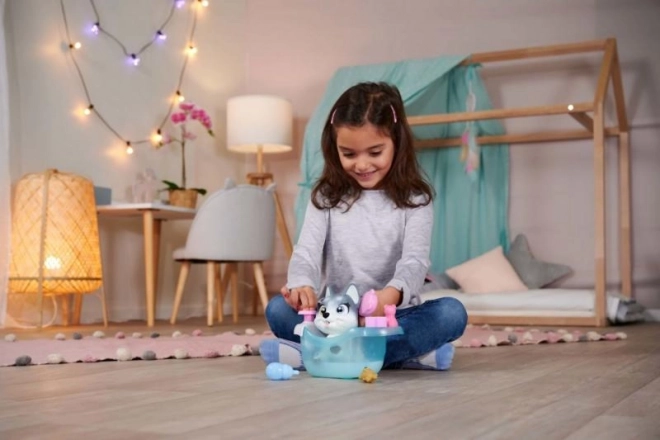 Chiot Husky Pamper Petz dans la baignoire