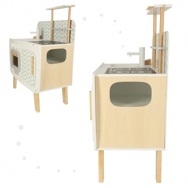 Cuisine rétro en bois pour enfants avec accessoires