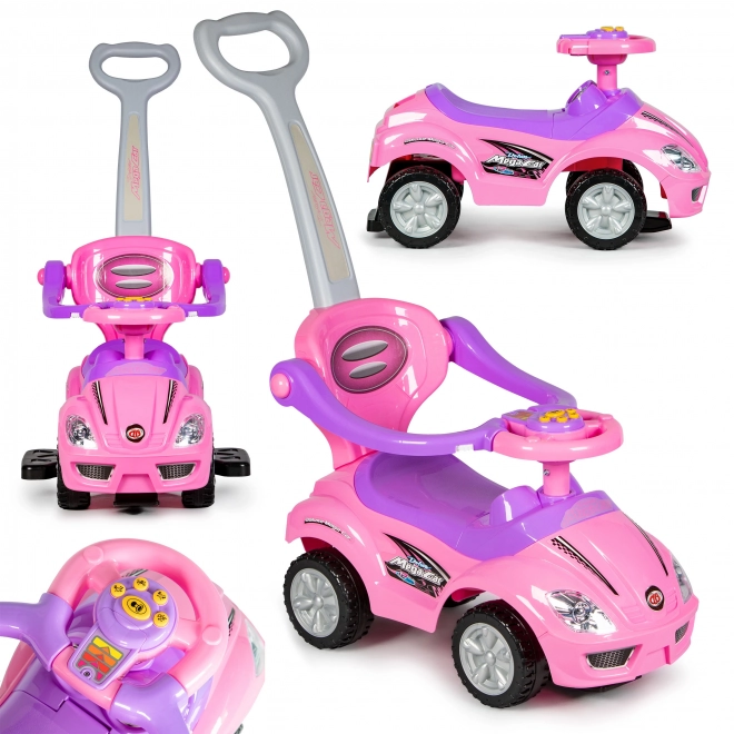 ECOTOYS Trottinette avec sons et barre de direction Voiture rose