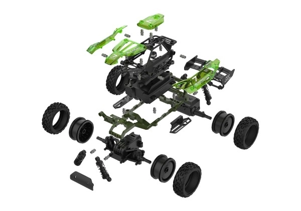 Buggy RC en plastique 22cm kit 24MHz à piles vert dans une boîte 34x25x7cm