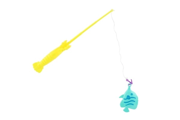 Jeu de poisson/pêcheur avec canne à pêche 26cm plastique 5 couleurs sur carte 15,5x49x2cm