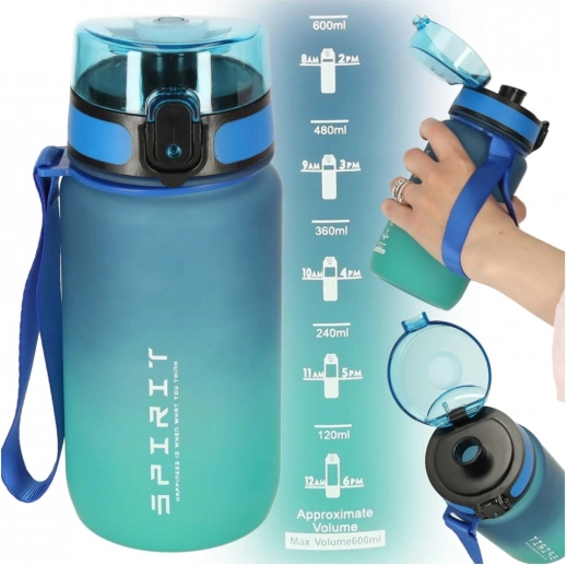 Gourde de sport avec embout 600 ml bleu-vert