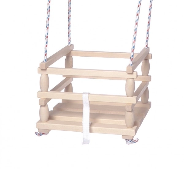 Balançoire en bois pour enfants avec barrière de sécurité