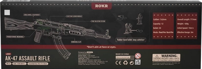 RoboTime 3D Puzzle mécanique en bois fusil d'assaut AK-47