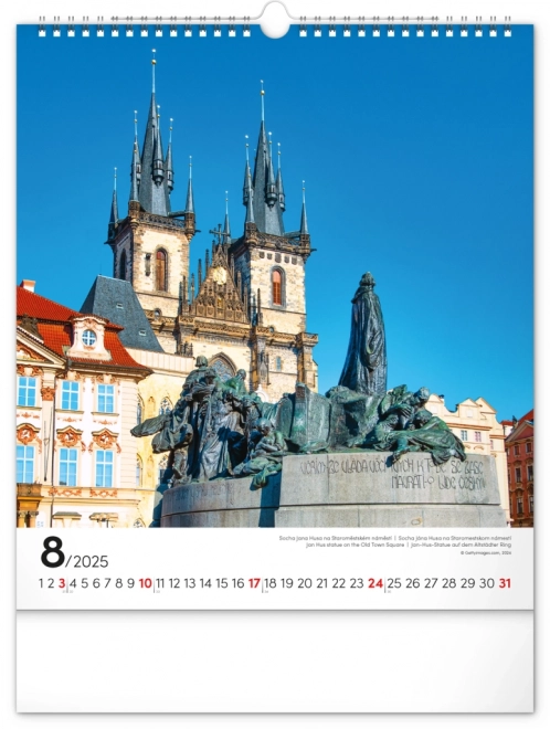 Calendrier mural Prague 2025, 30 × 34 cm