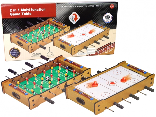 Table en bois 2 en 1 football de table et air hockey
