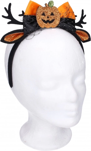 Serre-tête de carnaval avec oreilles et décoration citrouille