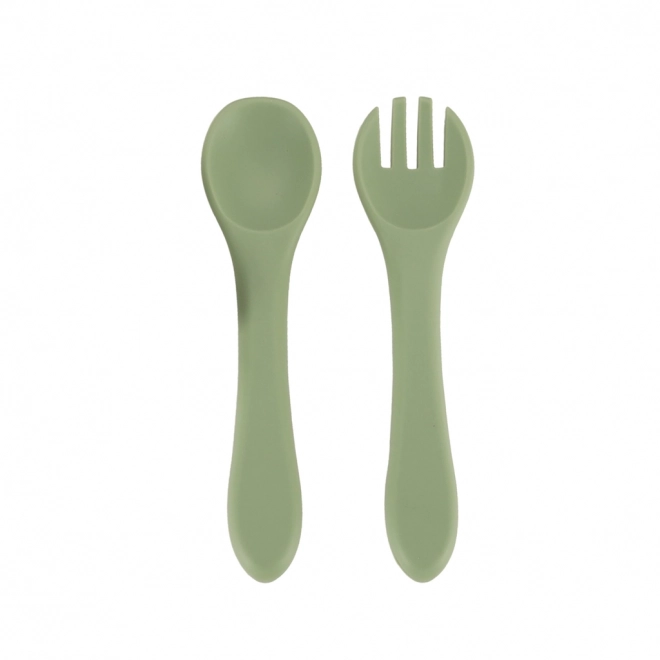 Ensemble vaisselle en silicone pour enfants avec motif hibou en vert militaire
