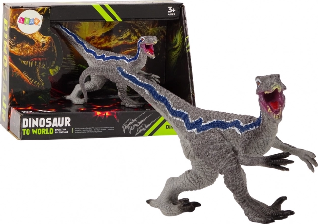 Figurine réaliste de vélociraptor – grise, 16 cm