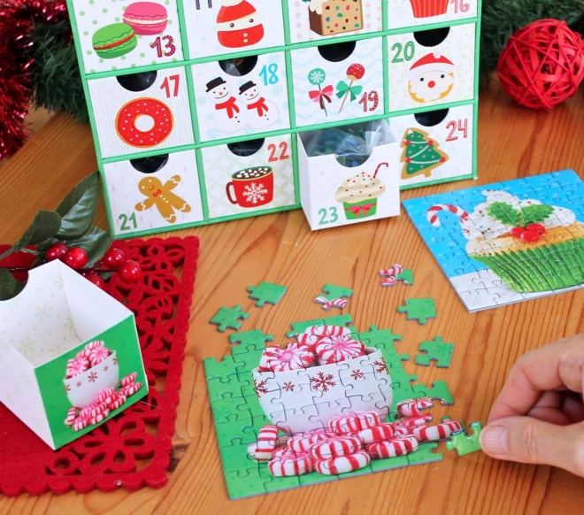 Calendrier de l'Avent avec puzzle Eurographics 24 x 50 pièces – Douceurs de Noël
