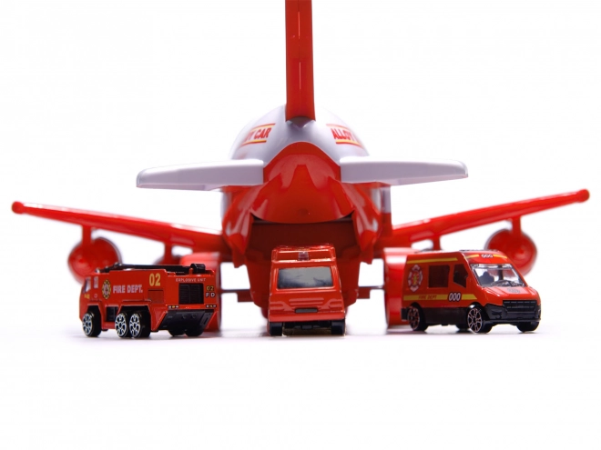 Avion de transport de pompiers avec petites voitures